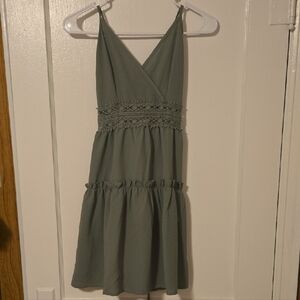 Sleeveless V-Neck Tiered Dress in Sage Green